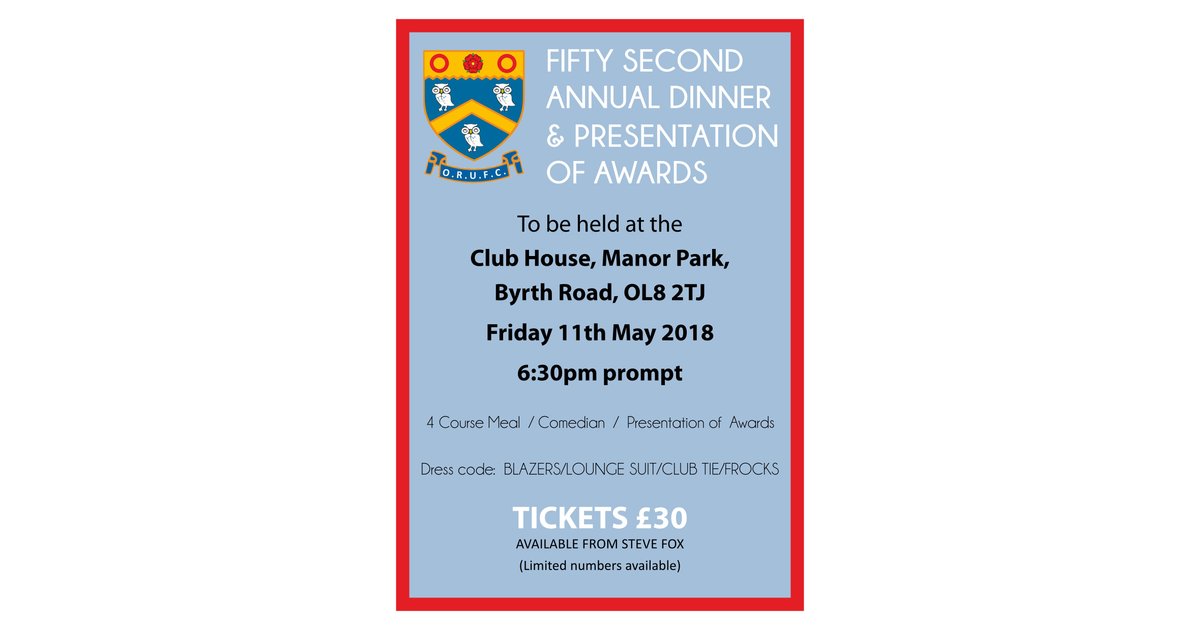 Oldham Rugby Union - Annual Club Dinner and Presentation Evening ...